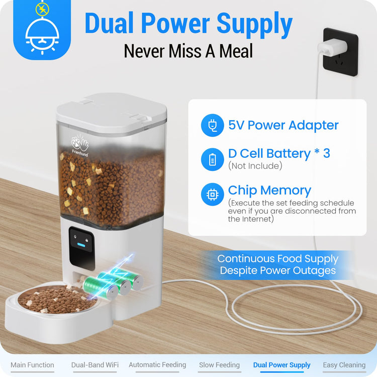 Frienhund Timed Automatic Cat Feeder 2 Cats with Slow Feed: Dual Automatic Dog Feeder with Information Visualization, Programmable Auto Cat Food Dispenser for Multiple Pets,Detachable for Clean-29 Cup