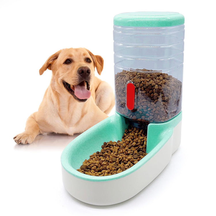 kathson Automatic Cat Feeder 1 Gallon Gravity Dog Food Dispenser Large Capacity Self Feeding Pet Food Bowl Station for Puppy Kitten Rabbit Green
