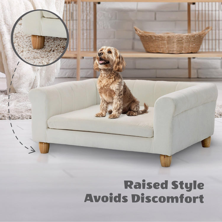 CRITTER SITTERS 33” Faux Suede Ped Bed in Brown, Durable Washable Sofa Couch for Small & Medium Cats & Dogs, Must Have Accessory for Yorkies, Shih Tzus & Frenchies, Kitten & Puppy Essential Furniture