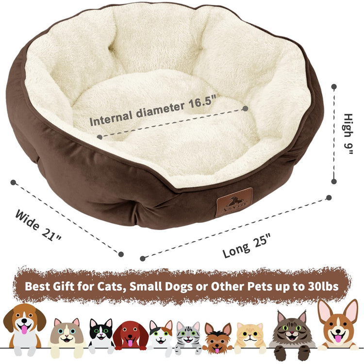 Asvin Small Dog Bed for Small Dogs, Cat Beds for Indoor Cats, Pet Bed for Puppy and Kitty, Extra Soft & Machine Washable with Anti-Slip & Water-Resistant Oxford Bottom, Grey, 20 inches