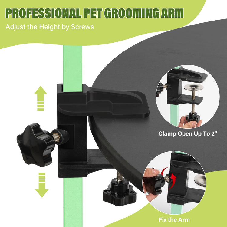Dog Grooming Arm with Pet Grooming Hammock, getlstub 35" Pet Grooming Table Arm with Adjustable No Sit Haunch Holders, Dog Grooming Stand with Loop Noose for Small and Medium Pets