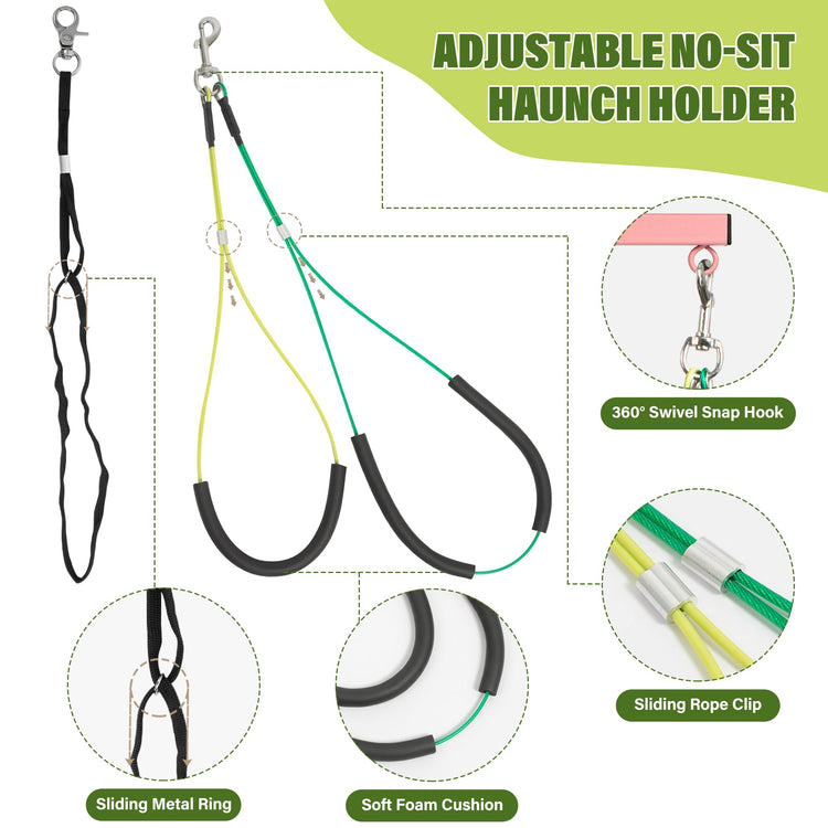 Dog Grooming Arm with Pet Grooming Hammock, getlstub 35" Pet Grooming Table Arm with Adjustable No Sit Haunch Holders, Dog Grooming Stand with Loop Noose for Small and Medium Pets
