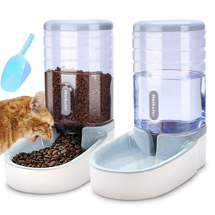Meikuler Pets Auto Feeder 5.2L,Food Feeder and Water Dispenser Set for Medium & Large Dogs Cats and Pets Animals (Navy)