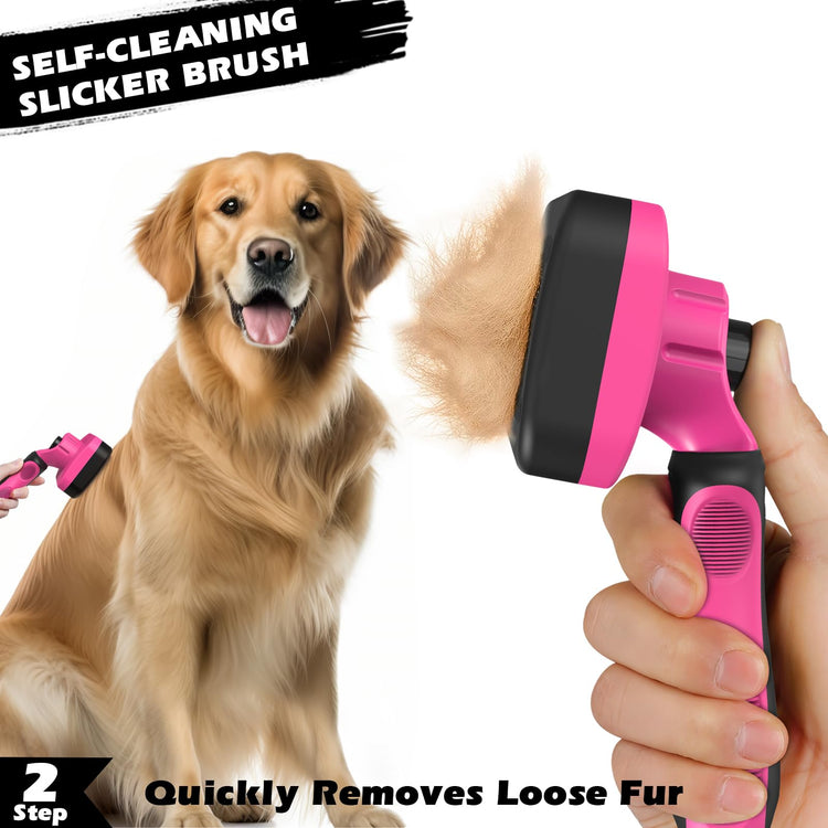Augwind 7 in 1 Pet Grooming Kit - Dog&Cat Comb, Deshedding Brush, Nail Clipper with File, Bath Brush - Premium Pet Supplies (Blue)