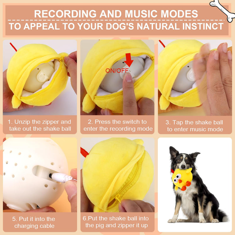 BABORUI Interactive Dog Toys Pig, Jumping Squeaky Dog Toys with Recording and Music Modes, Rechargeable Moving Dog Chew Toys for Small/Medium/Large Dogs to Keep Them Busy(Blue Pig)