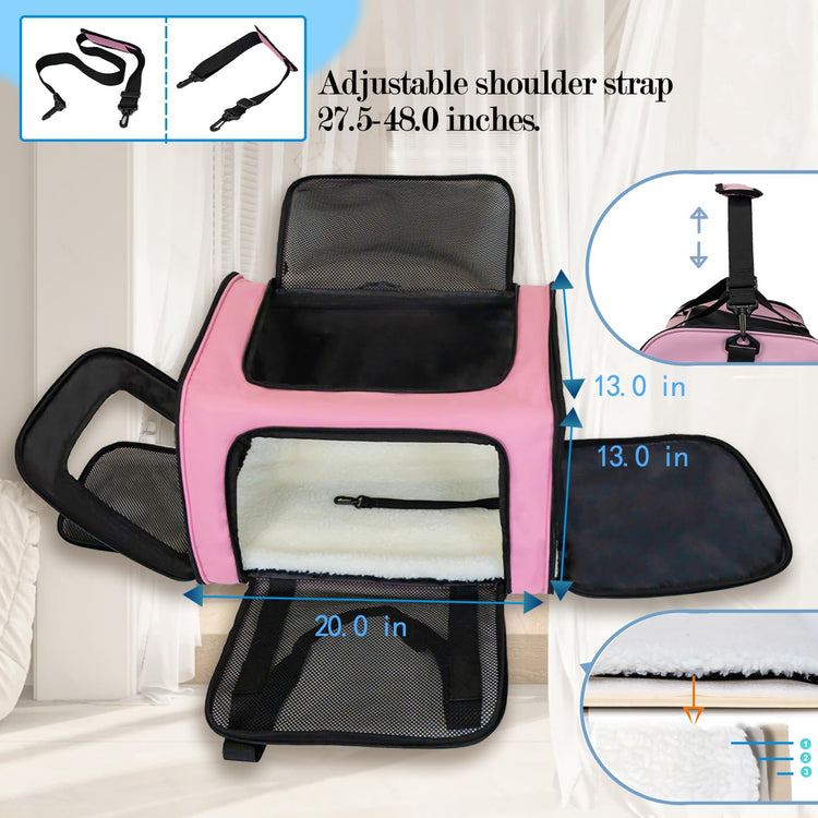 Cat, Dog Carrier for Small Medium Pet Carriers Up to15Lbs, Cats Carrier Soft- Sided Puppy Dogs Bag Portable Foldable Airline Approved Carrier Travel (Green 18 * 11 * 11)