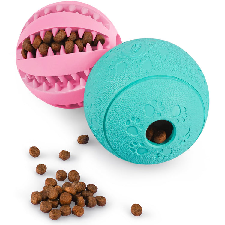 HIPPIH Dog Puzzle Toy 2 Pack, Interactive Dog Toys for Treat Dispensing, Durable Puppy Toys for Teething, Dog Treat Ball for Teeth/Slow Feeder/IQ Training/Playing, Blue-2.75‘’, Green-3.14‘’