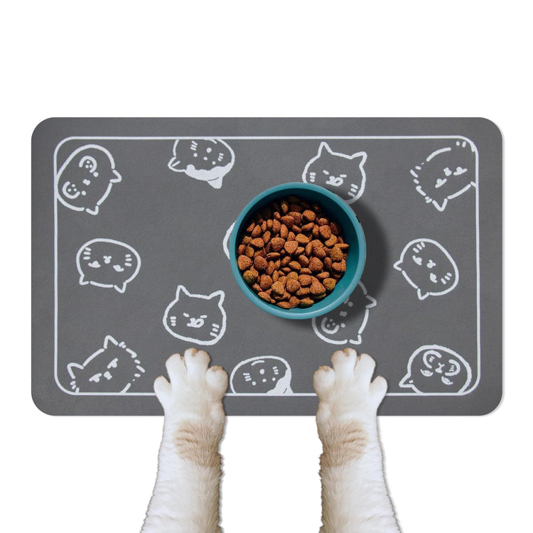 YCT Cat Pet Food Mat - Non-Slip Bottom Absorbent Quick Dry Feeding Mat for Dogs and Cats - Pet Supplies, 11.8"x18.1" Beige