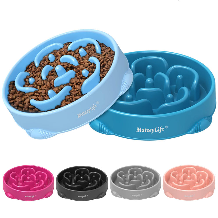 MateeyLife Slow Feeder Dog Bowls 2PCS, Anti-Choking Puzzle Dog Food Bowls, Anti-Slip Interactive Feeding Slow Down Eating, Bloat Stop Maze Dishes for Medium Breeds