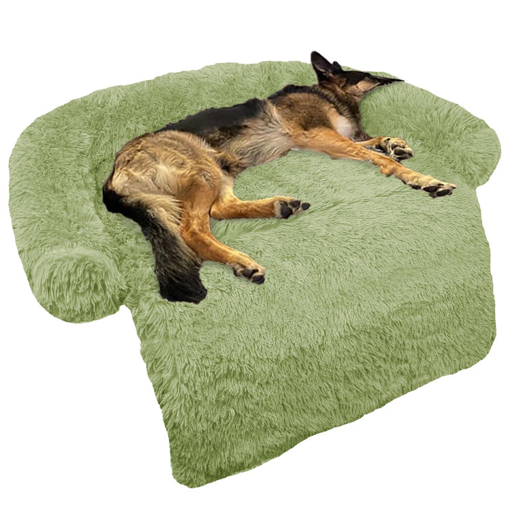 Calming Dog Bed Fluffy Plush Dog Mat for Furniture Protector with Removable Washable Cover for Large Medium Small Dogs and Cats (Small(35x31x5), Light Grey)