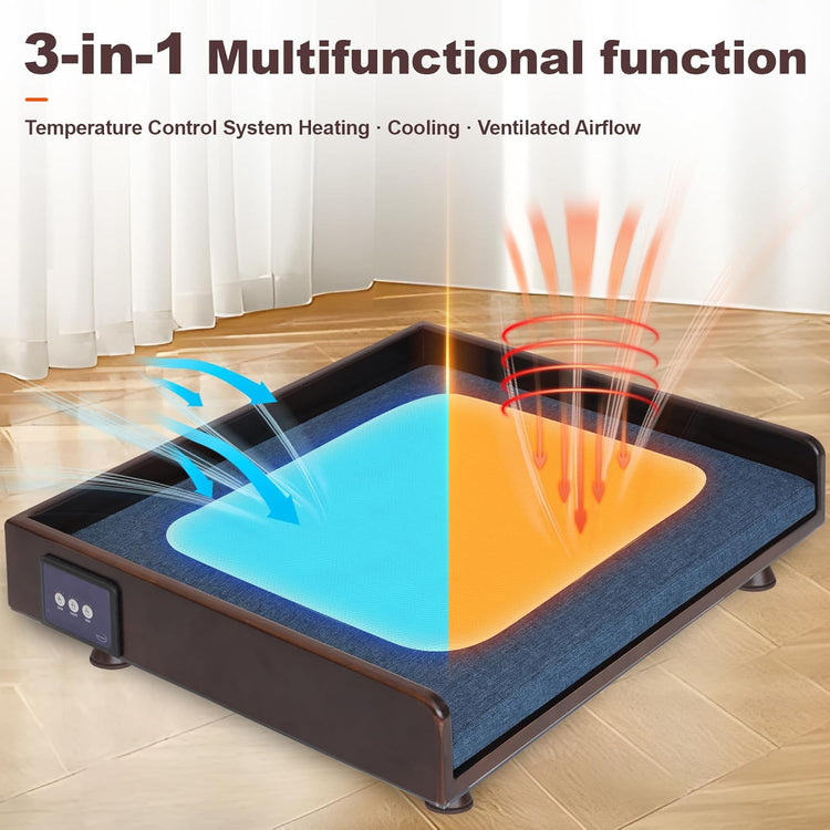 Solid Wood Smart Pet Bed with Physical Cooling Technology, Active Air Circulation & Odor Removal, Gentle Downward Airflow Ventilated Bed for Cats & Small Dogs