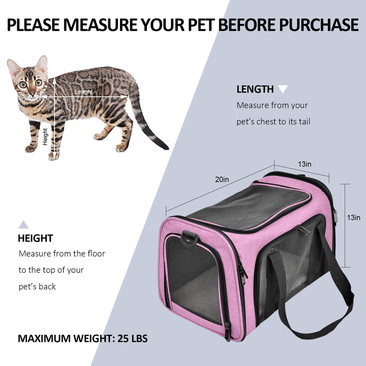Henkelion Cat Carriers Dog Carrier Pet Carrier For Small / Medium Cats Dogs Puppies (Up To 15lbs), TSA Airline Approved Small Dog Carrier Soft Sided, Collapsible Waterproof Travel Puppy Carrier - Grey
