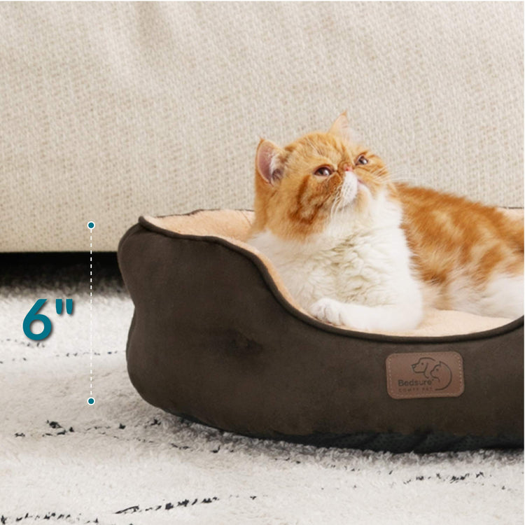 Bedsure Dog Beds for Small Dogs - Round Medium Cat Beds for Indoor Cats, Washable Pet Bed for Puppy and Kitten with Slip-Resistant Bottom, 25 Inches, Taupe