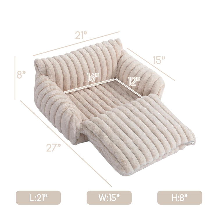Hollypet Cat Bed Fluffy Plush Multifunctional Double-Layer Machine Washable Soft Warming Kitty Pet Couch Orthopedic Nest Beds for Small Cats Kitten and Dogs up to 13lbs, Khaki(25x20x13 inch)