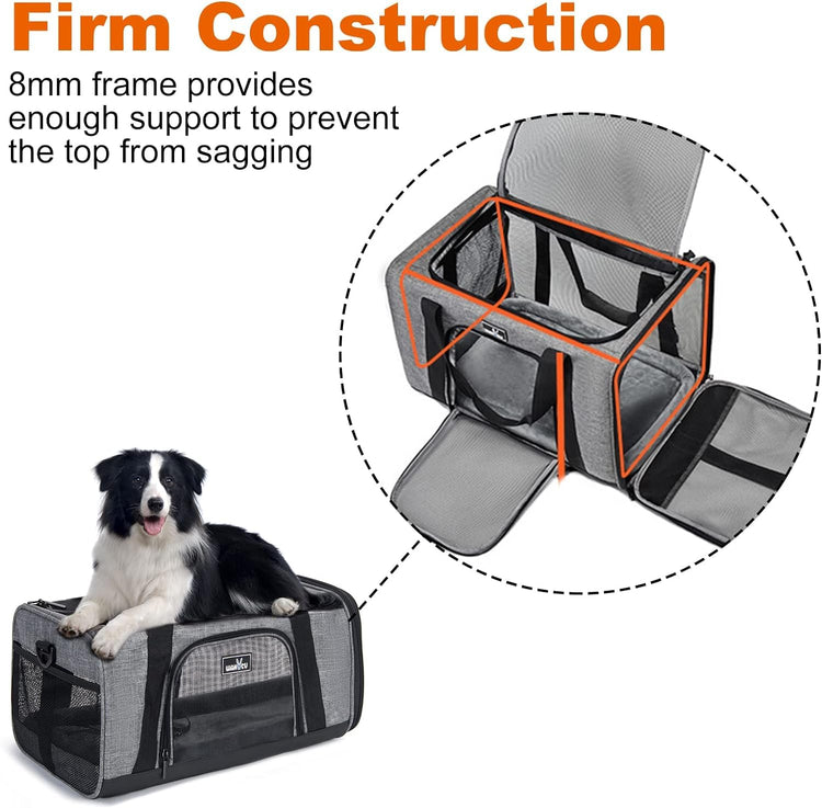 Wakytu Airline Approved Pet Carrier, TSA Approved Soft Sided Travel Bag for Small Dogs and Cats, 5 Mesh Windows & Padded Shoulder Strap for Plane Underseat, 17.7"x11"x8.3"