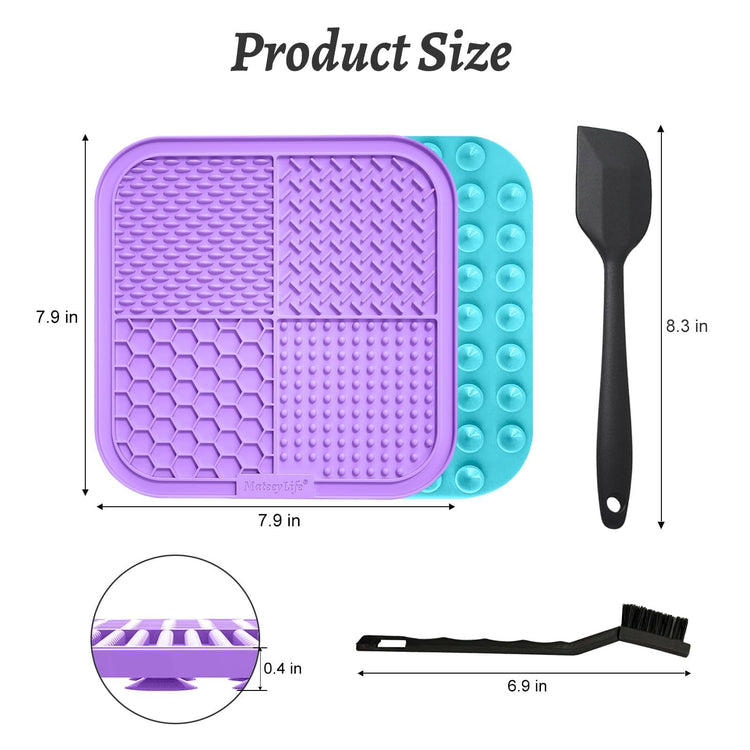 MateeyLife 2PCS Small Lick Mat for Dogs and Cats, Licking Mats for Dog Anxiety Relief, Cat Peanut Butter Lick Pad for Boredom Reducer, Dog Treat Mat Perfect for Bathing Grooming Blue&Green