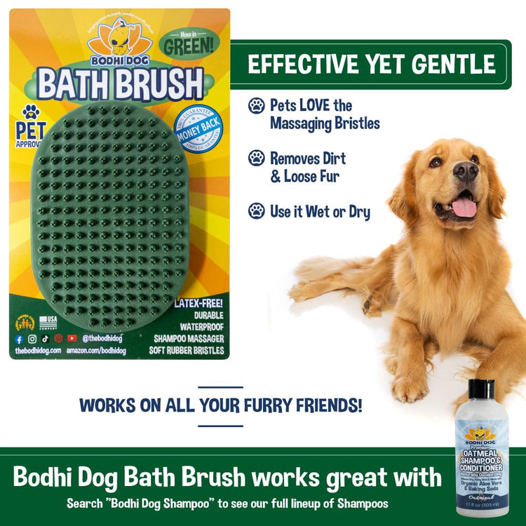 Bodhi Dog Shampoo Brush - Pet Grooming & Bath Supplies for Dogs and Cats - Bath Brush for Long & Short Hair - Premium Scrubber for Shower, Bathing & Massage (One Pack, Silver Glitter)