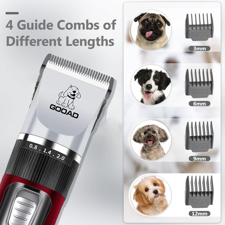 Dog Clippers for Grooming for Heavy Thick Hair&Coats,Low Noise Hair Trimmer,Rechargeable Cordless Pet Shaver, Dog Grooming Kit with Paw Trimmer Nail Grinder for Small Large Dogs