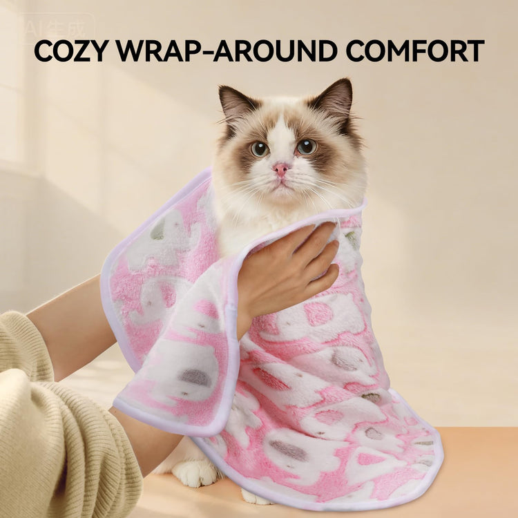 LINENLUX 1 Pack 3 Blankets Super Soft Fluffy Premium Fleece Dog Blankets for Puppy Cat Pet Blanket Flannel Throw Warm Sleep Dog Paw 23x16 inches