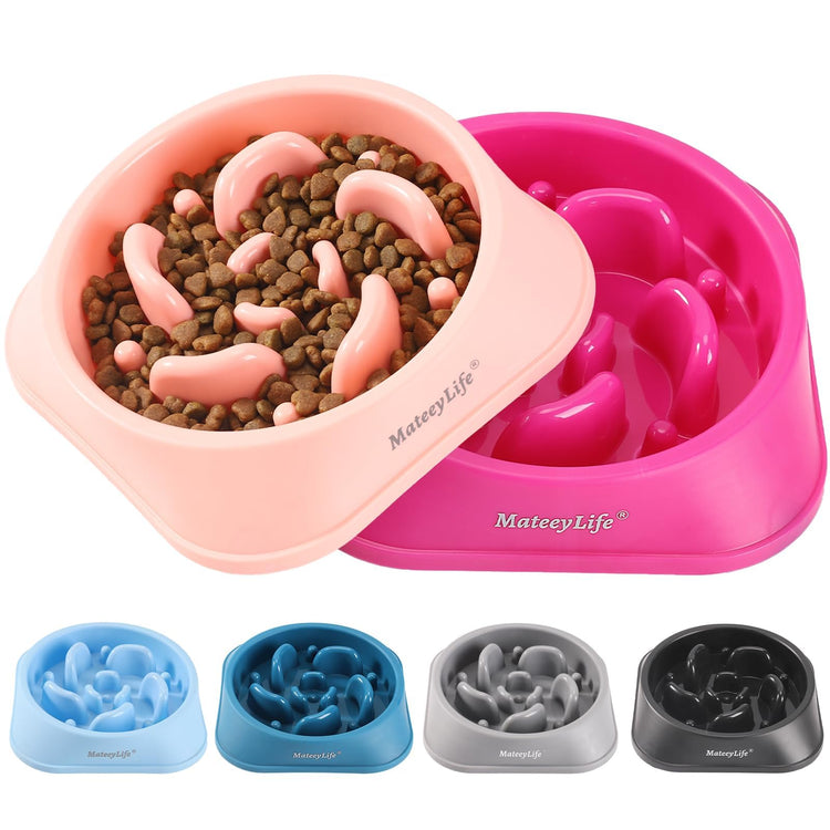 MateeyLife Slow Feeder Dog Bowls 2PCS, Anti-Choking Puzzle Dog Food Bowls, Anti-Slip Interactive Feeding Slow Down Eating, Bloat Stop Maze Dishes for Medium Breeds
