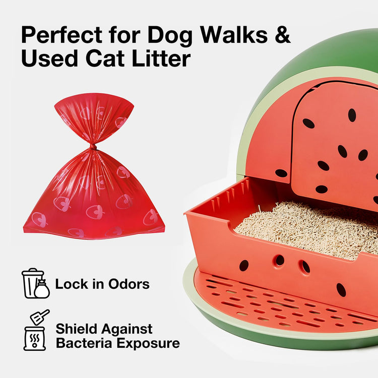 VETRESKA Dog Poop Bag Dispenser with Cherry Blossom Scented Poop Bags, Leak Proof and Extra Thick Pet Waste Bags, 1 Poop Bag Holder and 105 Bags for Dog Walking and Cats Litter, Pink