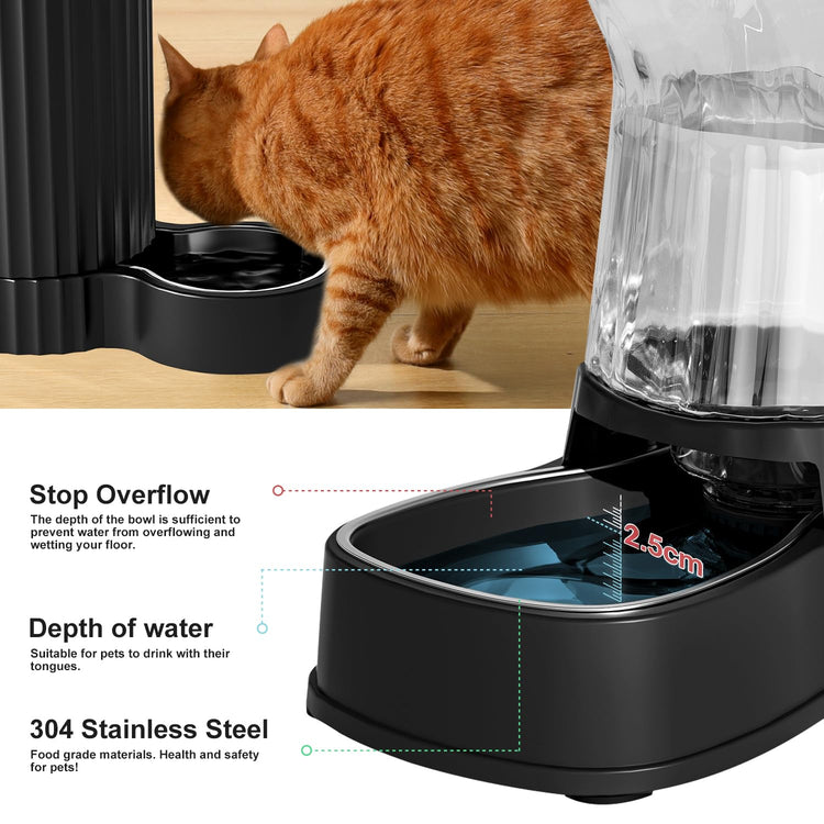 Gardner Pet Automatic Dog Water Dispenser Gravity Stainless Steel Water Waterer Feeder, 100% BPA-Free Large Capacity Water Feeding Bowls for Medium & Large-Sized Dogs Cats Other Pets -(1 Gallon)