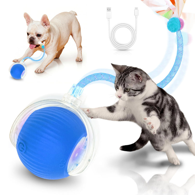 Interactive Cat Toys for Indoor Cats Smart Automatic Ball Rolling for Bored Kitten Pet Upgraded Speedy Moving Chase Dogs Toy Mothers Day Gifts Red