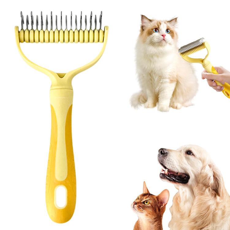 Double-Sided Pet Grooming Brush for Dogs and Cats, 2026 New Dog Deshedding Brush, Dematting Comb Removes Tangles Knots and Loose Fur, Ergonomic Pet Grooming Tool (Blue)