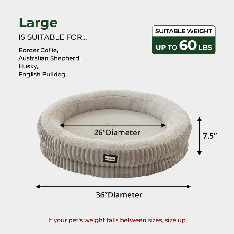 BALANCE Cat Bed Kitten Bed, Washable Round Cat Beds for Indoor Cats, Super Soft Plush Faux Fur Pet Bed for Puppy and Kitten with Anti-Slip Bottom