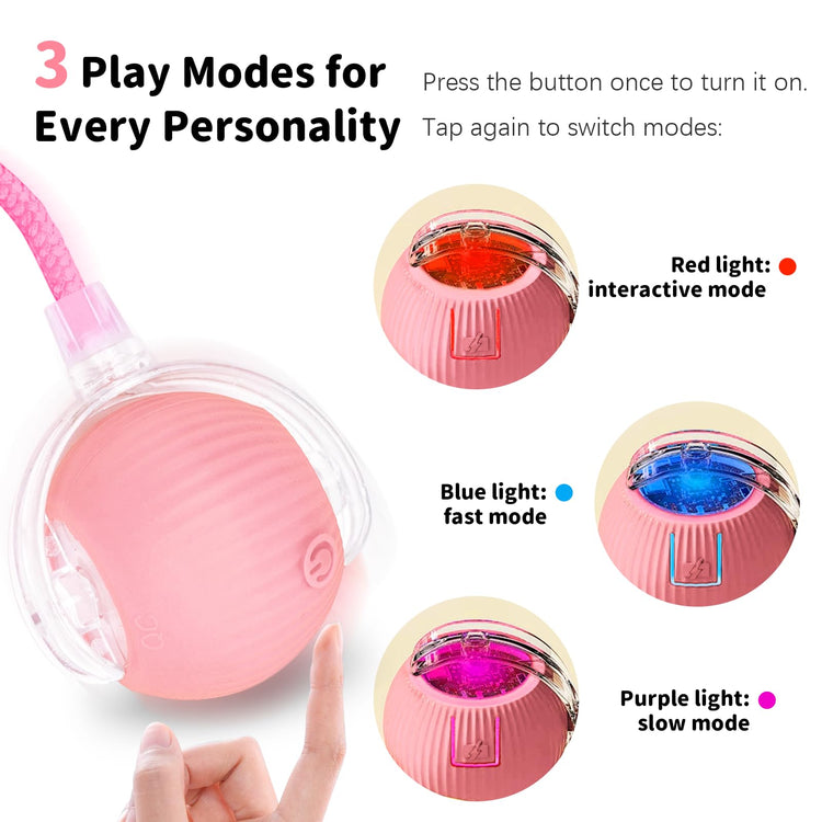 Interactive Cat Toys for Indoor Cats Smart Automatic Ball Rolling for Bored Kitten Pet Upgraded Speedy Moving Chase Dogs Toy Mothers Day Gifts Red