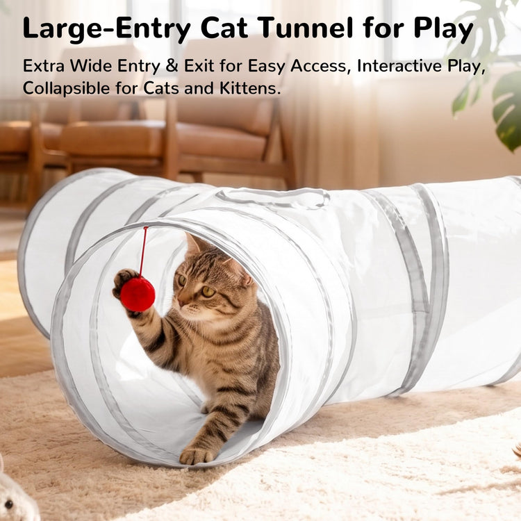Tempcore Pet Cat Tunnel Tube Cat Toys 3 Way Collapsible, Tunnels for Indoor Cats，Kitty Bored Peek Hole Toy Ball Cat, Puppy, Kitty, Kitten, Rabbit