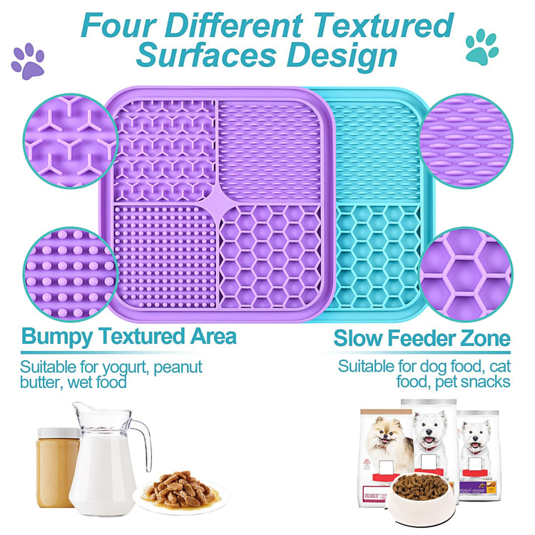 LUKITO Lick Mat for Dogs & Cats 2 Pack with Suction Cups, Dog Lick Mat for Anxiety Relief, Dog Toys to Keep Them Busy, Peanut Butter Licking Pad for Boredom Reducer, Perfect for Bathing Grooming