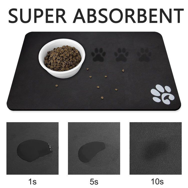 YCT Cat Pet Food Mat - Non-Slip Bottom Absorbent Quick Dry Feeding Mat for Dogs and Cats - Pet Supplies, 11.8"x18.1" Beige