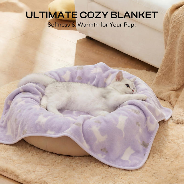 Luciphia 1 Pack 3 Blankets Super Soft Fluffy Premium Fleece Pet Blanket Flannel Throw for Dog Puppy Cat Paw Brown/Pink/White Small(23x16 inch)