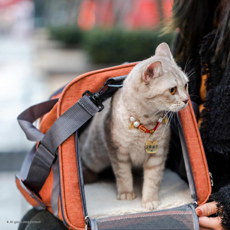 Mr. Pen- Pet Carrier, 17.5" x 11.2" x 11.5", Medium Size, Gray, Portable Travel Carrier for Small Pets, Cats & Small Dogs, Breathable Mesh, Safety Inner Leash, Side Pocket & Padded Shoulder Strap