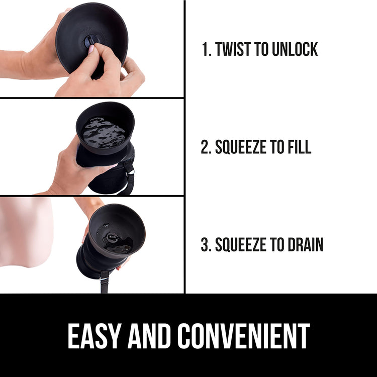 GORILLA GRIP Dog Water Bottle, Portable Water Bowl Dispenser for Dogs, 12 oz Leak Proof Pet Travel Squeeze Bottles, Food Grade Silicone, to Go Puppy Essentials, Hiking Camping Trip Accessories, Pink