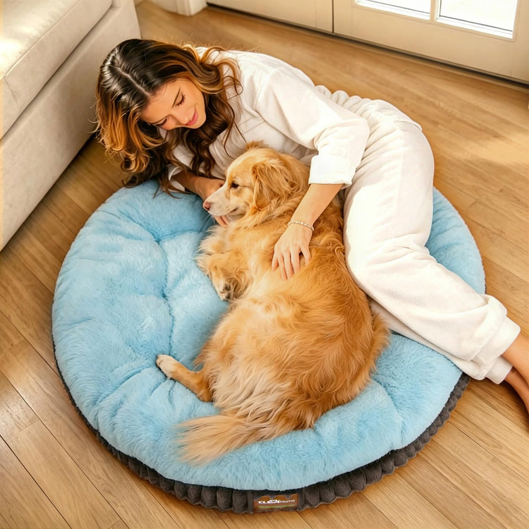 ClevaHome Cat Dog Bed for Small Pets up to 15lbs - Round Cat Beds for Indoor Cats, Machine Washable Comfortable Pet Bed for Puppy and Kitten with Non-Slip Bottom (Washed Green)