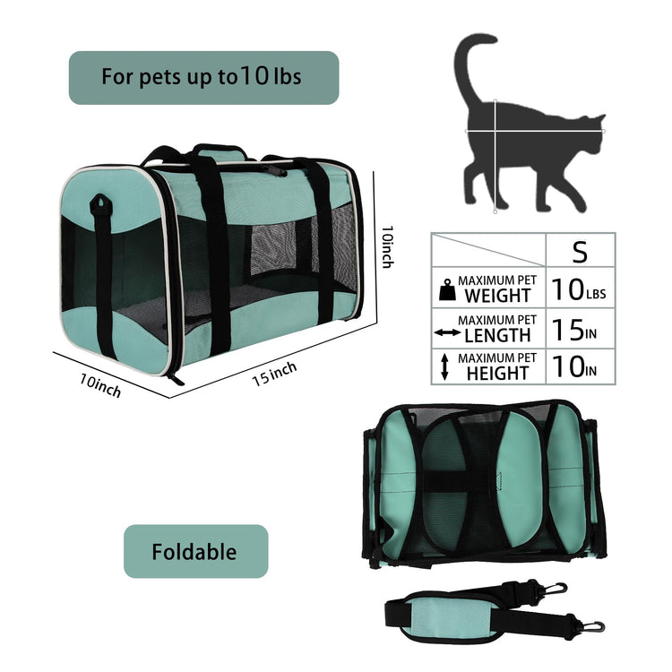Cat Dog Carriers Soft-Sided Pet Carrier Large Cats for Medium Big Cat Small Dog Puppy up to 16lbs TSA Airline Approved Animal Collapsible Cat Carrier Carriers Travel Carrier Cat Bag (17x11x11)
