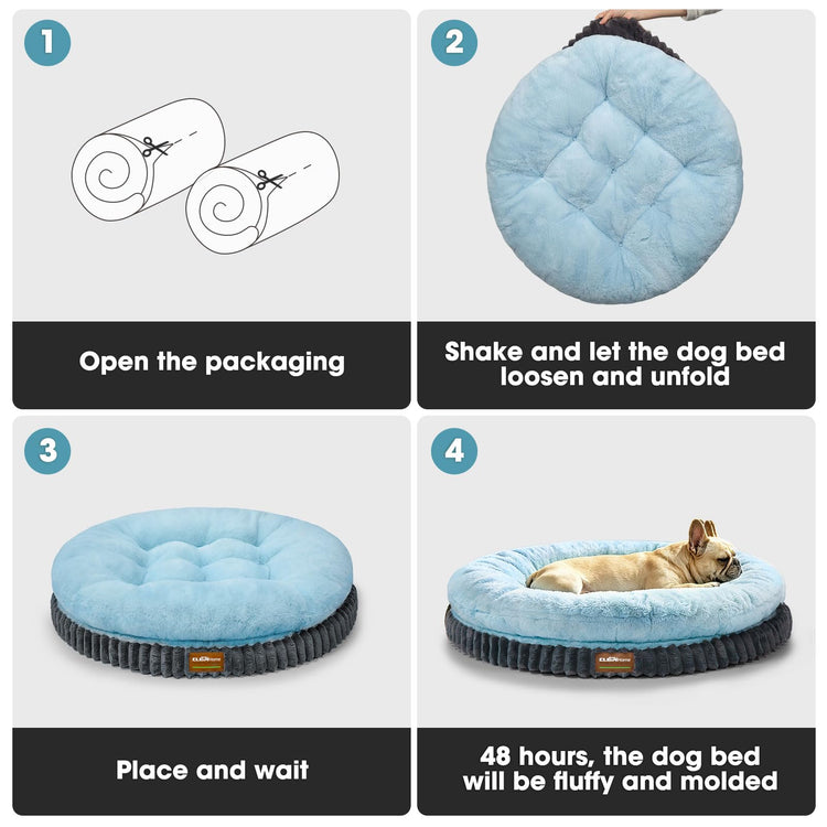 ClevaHome Cat Dog Bed for Small Pets up to 15lbs - Round Cat Beds for Indoor Cats, Machine Washable Comfortable Pet Bed for Puppy and Kitten with Non-Slip Bottom (Washed Green)