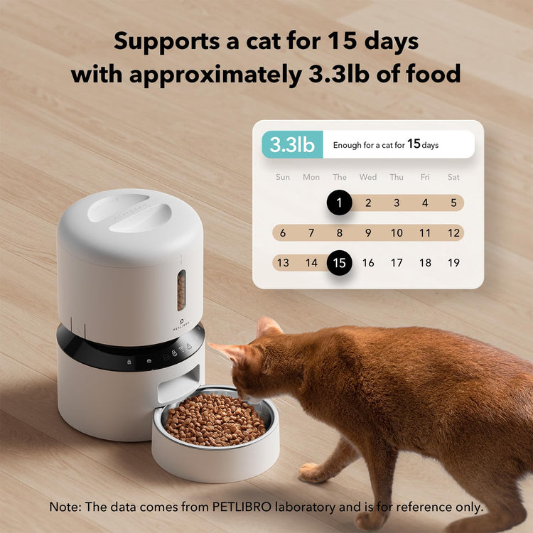 PETLIBRO Automatic Cat Feeder, 5G WiFi Automatic Pet Feeder with Freshness Preservation, 3L Timed Cat Feeders for Dry Food, Up to 48 Portions 10 Meals Per Day, Granary Pet Feeder for Cat/Dog, White
