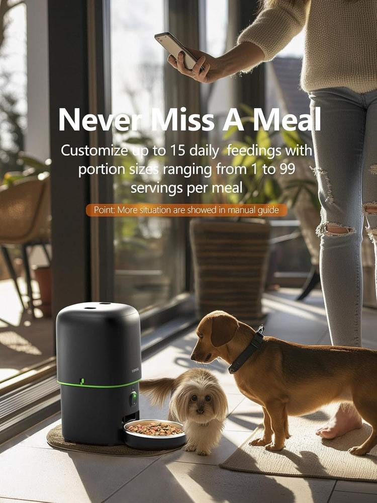 Yuposl Automatic Cat Feeders - 2L Cat Food Dispenser Easy to Use, Timed Automatic Pet Feeder with Over 180-day Battery Life, 1-6 Meals Dry Food Programmable Portion Control Also for Dogs