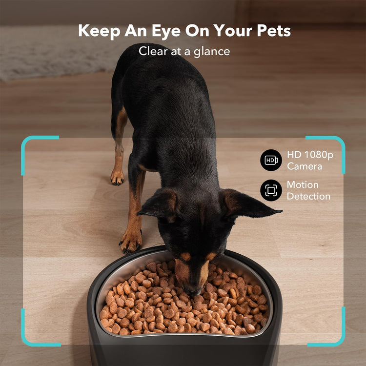 PETLIBRO Automatic Cat Feeder with Camera, 1080P HD & Night Vision, 5GHz/2.4GHz WiFi & Cam Smart Pet Feeder with App Control, 2-Way Audio, Motion Alerts for Cats & Dogs, Stainless Steel Single Tray