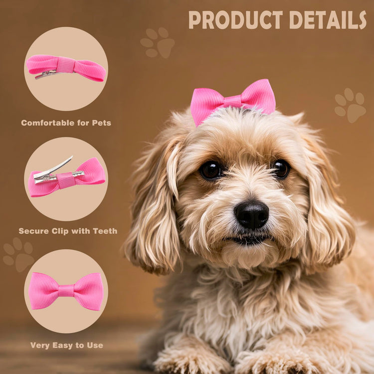 QingHan Dog Hair Bows Small Puppy Clips for Pet Grooming Accessories Doggy Gifts 60Pcs (30 Pairs)