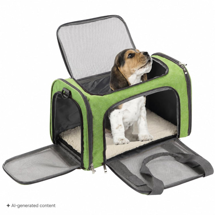 Mr. Pen- Pet Carrier, 17.5" x 11.2" x 11.5", Medium Size, Gray, Portable Travel Carrier for Small Pets, Cats & Small Dogs, Breathable Mesh, Safety Inner Leash, Side Pocket & Padded Shoulder Strap