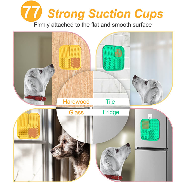 LUKITO Lick Mat for Dogs & Cats 2 Pack with Suction Cups, Dog Lick Mat for Anxiety Relief, Dog Toys to Keep Them Busy, Peanut Butter Licking Pad for Boredom Reducer, Perfect for Bathing Grooming