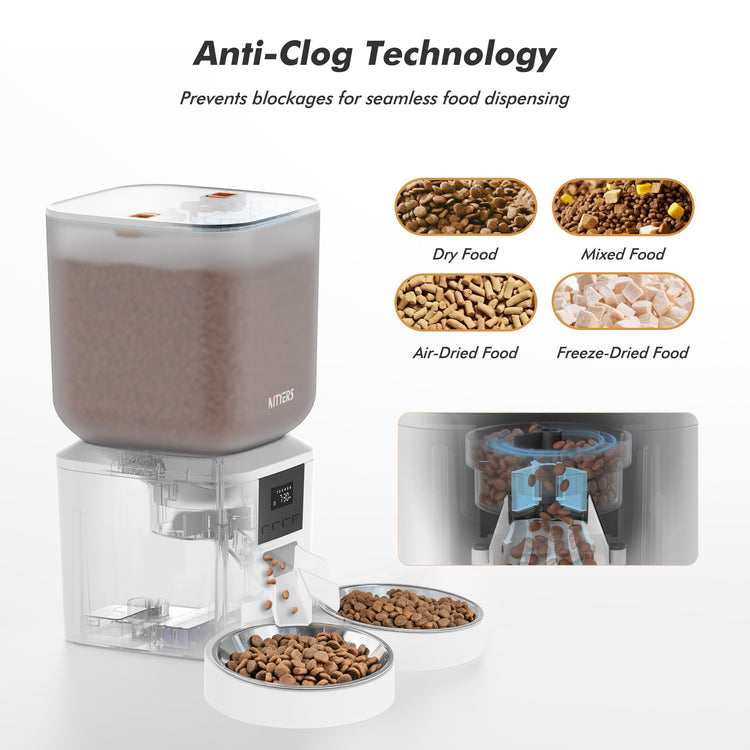 Automatic Dog Feeder - 8L/34 Cups Large Capacity Automatic Cat Food Dispenser with LCD Screen, Large Food Tray, Battery Operated, Timed Cat Feeder, Up to 50 Portions 6 Meals Per Day, Keeps Fresh