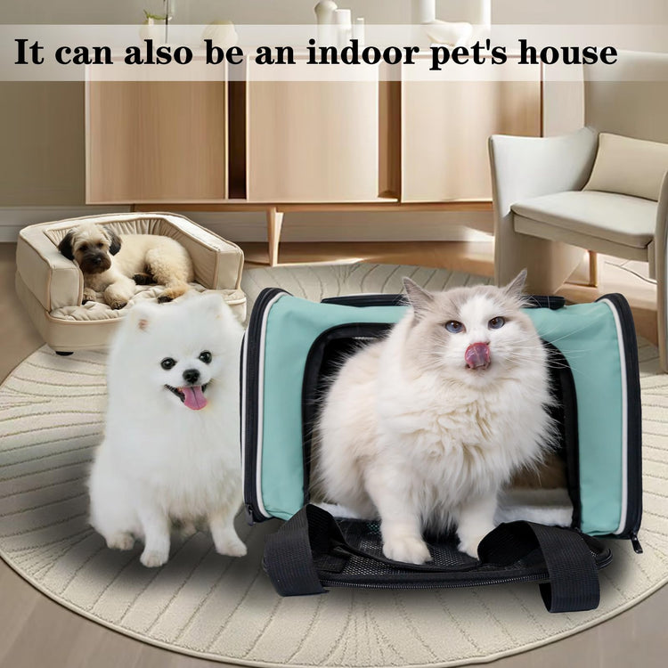 Cat, Dog Carrier for Small Medium Pet Carriers Up to15Lbs, Cats Carrier Soft- Sided Puppy Dogs Bag Portable Foldable Airline Approved Carrier Travel (Green 18 * 11 * 11)