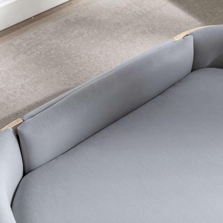 Velvet Dog Bed Pet Sofa with Solid Wood Legs and Bent Wood Back, Stain-Resistant Cushion in Multiple Colors - Luxury Pet Furniture for Cats and Dogs, Dark Grey