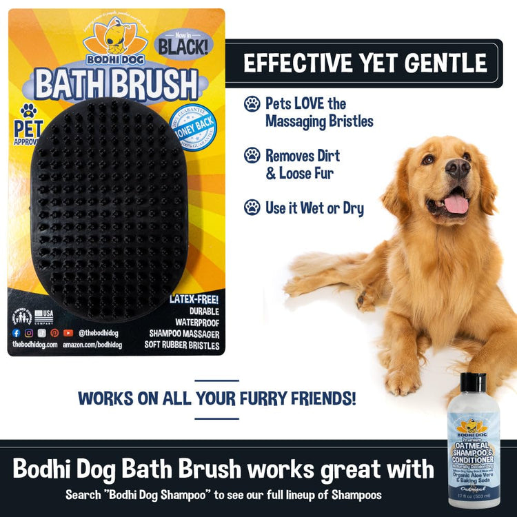 Bodhi Dog Shampoo Brush - Pet Grooming & Bath Supplies for Dogs and Cats - Bath Brush for Long & Short Hair - Premium Scrubber for Shower, Bathing & Massage (One Pack, Silver Glitter)