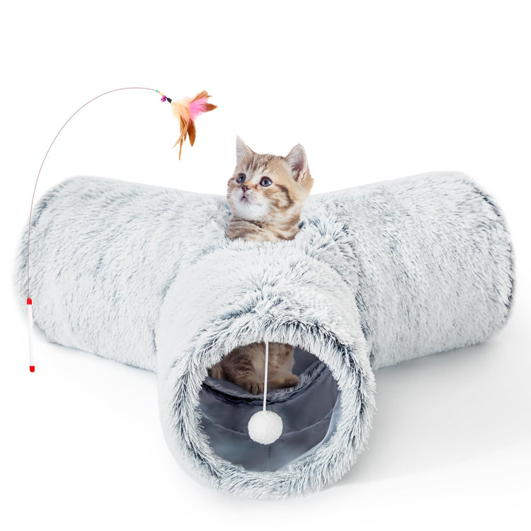 Tempcore Pet Cat Tunnel Tube Cat Toys 3 Way Collapsible, Tunnels for Indoor Cats，Kitty Bored Peek Hole Toy Ball Cat, Puppy, Kitty, Kitten, Rabbit